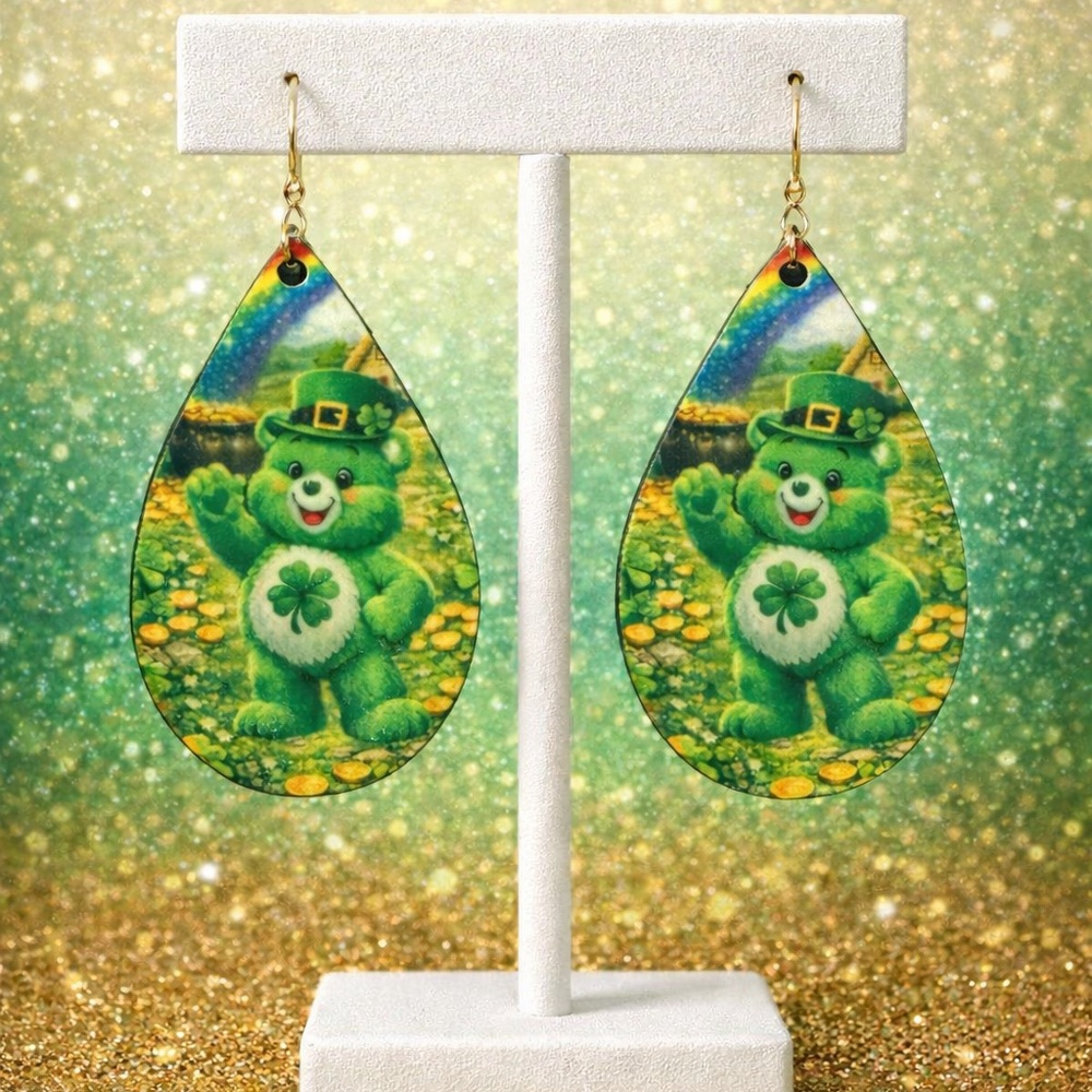 Saint Paddy’s Care Bear Teardrop Earrings